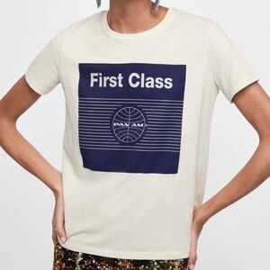 Pan Am First Class T-Shirt in Cream and Navy T30